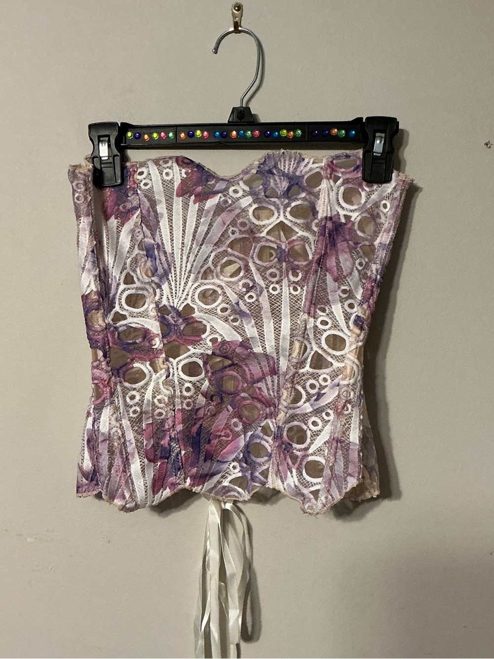 Floral Lace Corset - Purple/White